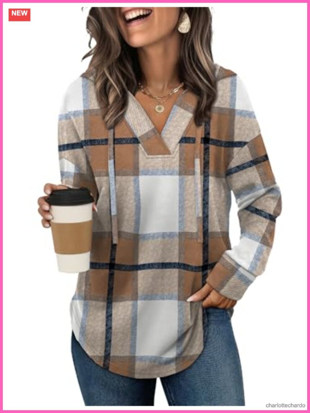 V-Neck Oversized Hoodie Plus Size Long Sleeve Fall Casual Pullover Sweatshirt